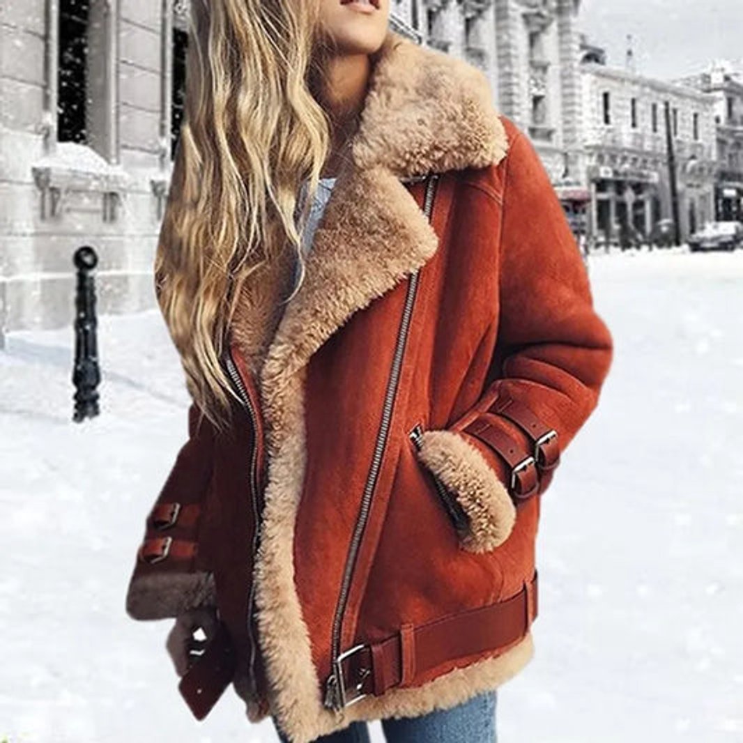 Women's Wool Blend Trench Coat Double Button Winter Overcoat