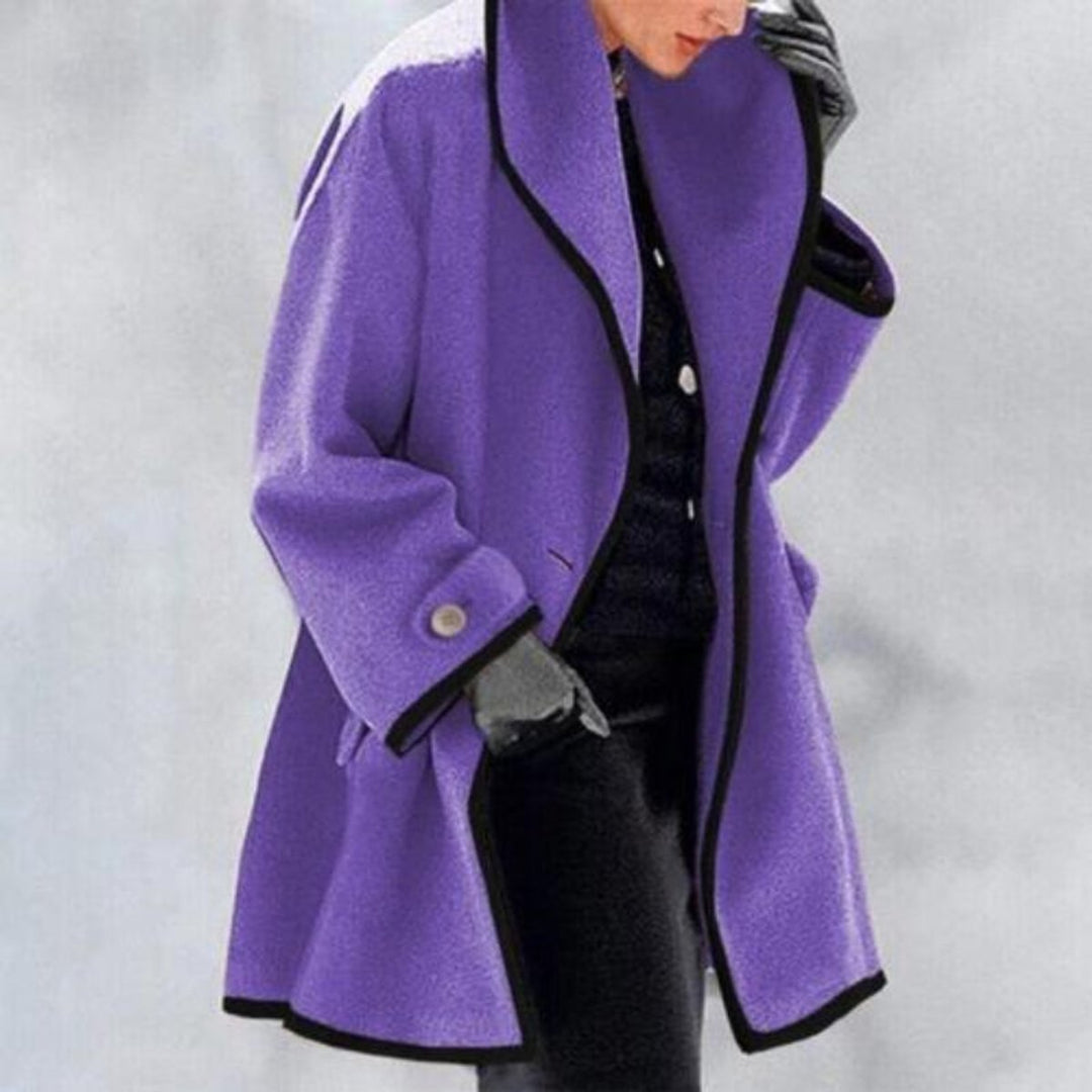Women's Wool Blend Trench Coat Double Button Winter Overcoat