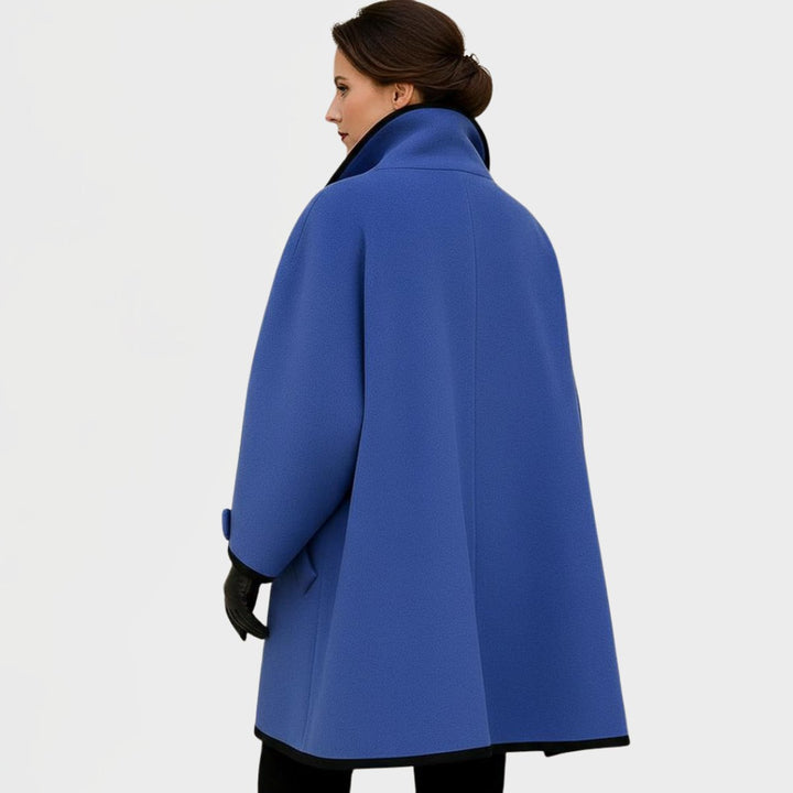 Women's Wool Coat Oversized Contrast-Trim Swing Coat