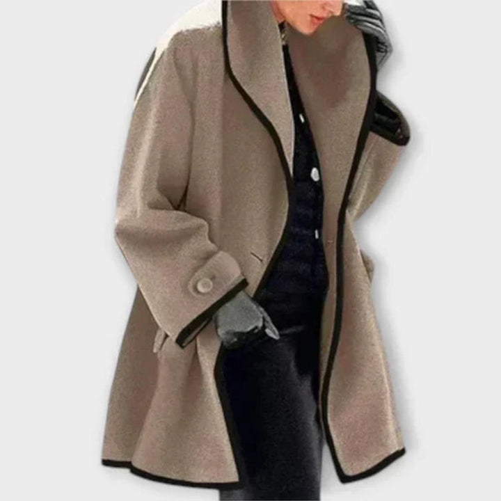 Women's Wool Coat Oversized Contrast-Trim Swing Coat