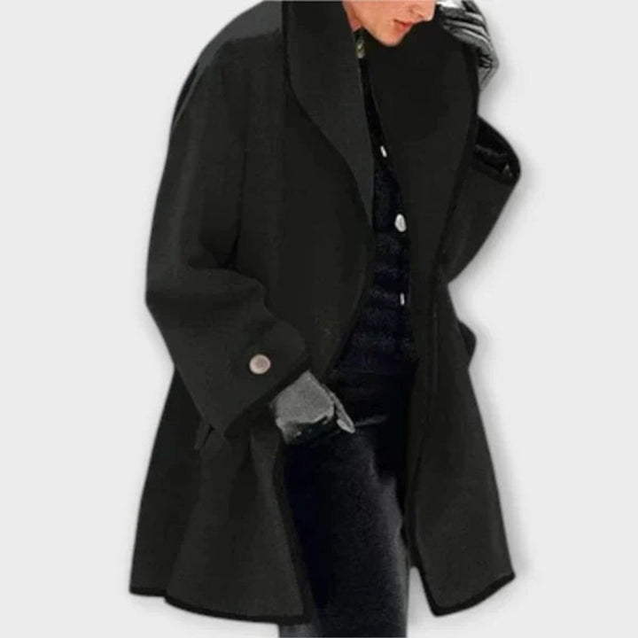 Women's Wool Coat Oversized Contrast-Trim Swing Coat