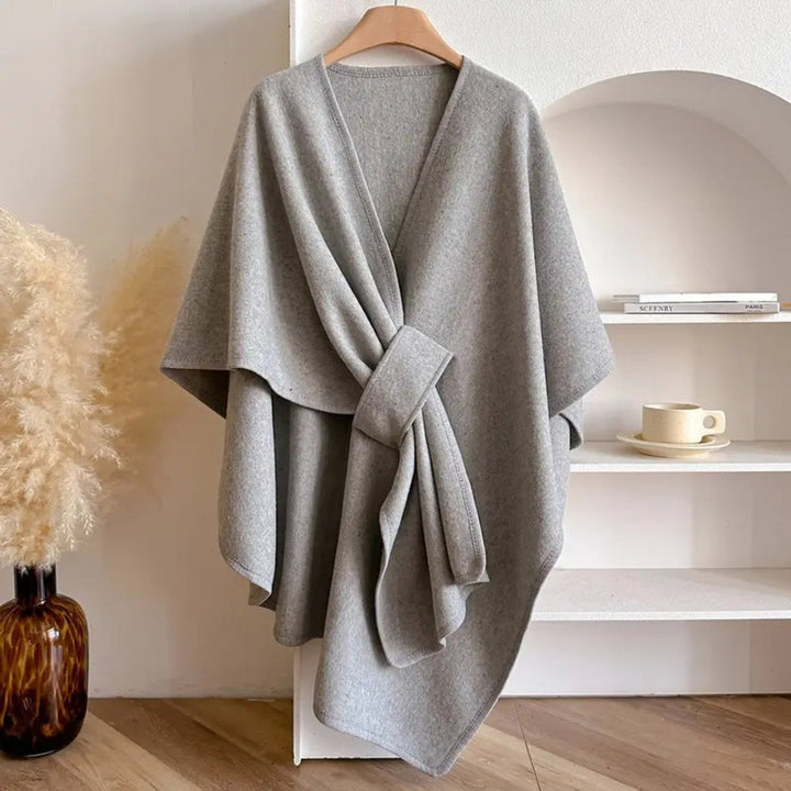 Womens Wool Coat Windproof Poncho Shawl Open-Front Cape