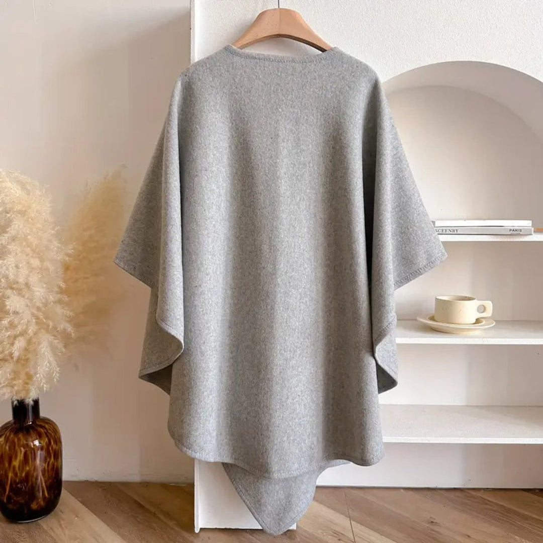 Womens Wool Coat Windproof Poncho Shawl Open-Front Cape