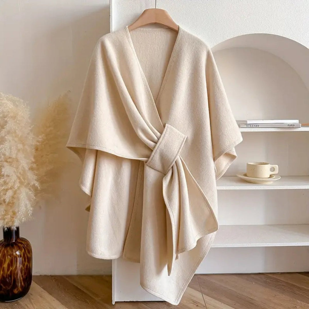 Womens Wool Coat Windproof Poncho Shawl Open-Front Cape