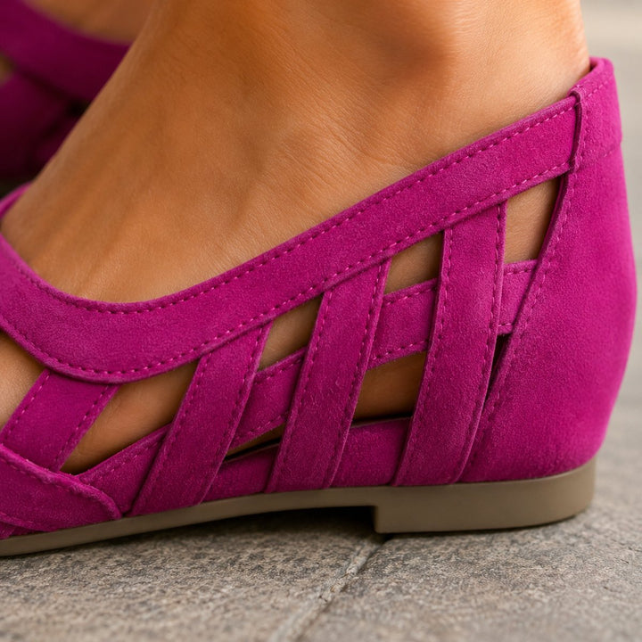 Women's Woven Peep-Toe Flat Suede Sandals